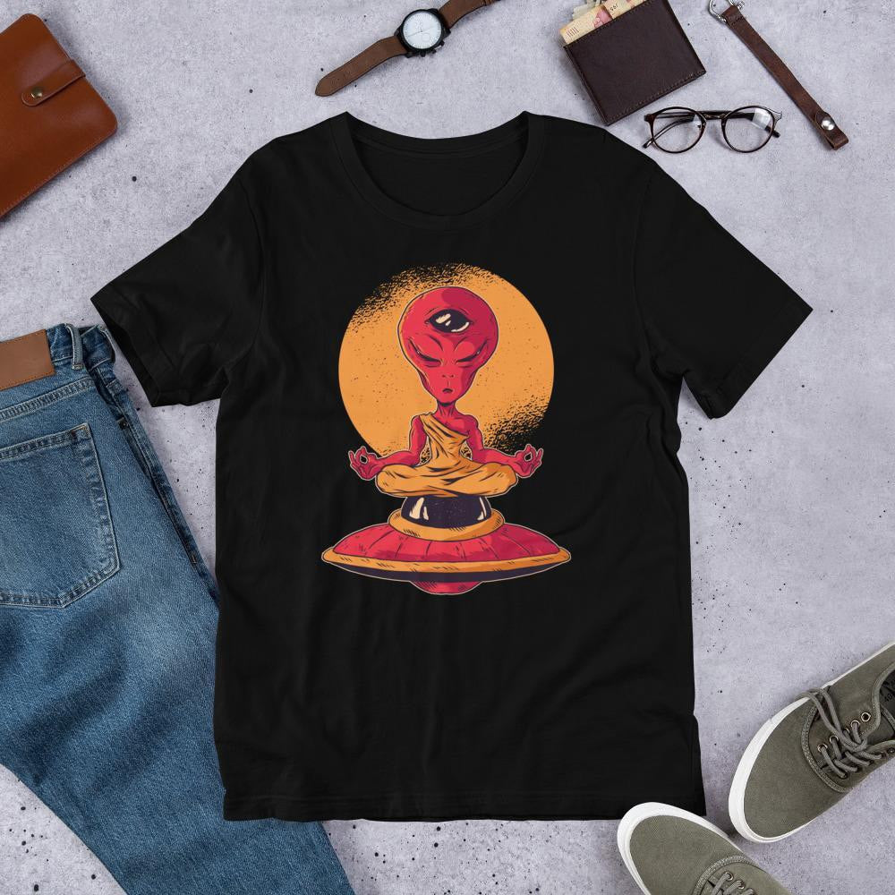 Alien Meditation Unisex Half Sleeve T-Shirt — Black