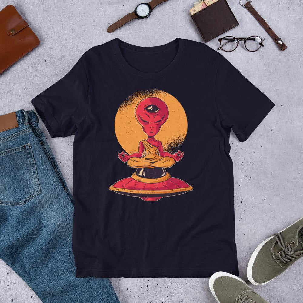 Alien Meditation Unisex Half Sleeve T-Shirt — Navy
