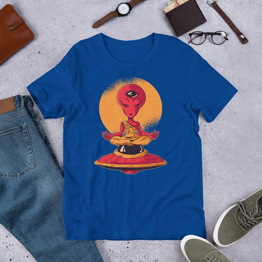 Alien Meditation Unisex Half Sleeve T-Shirt — Blue