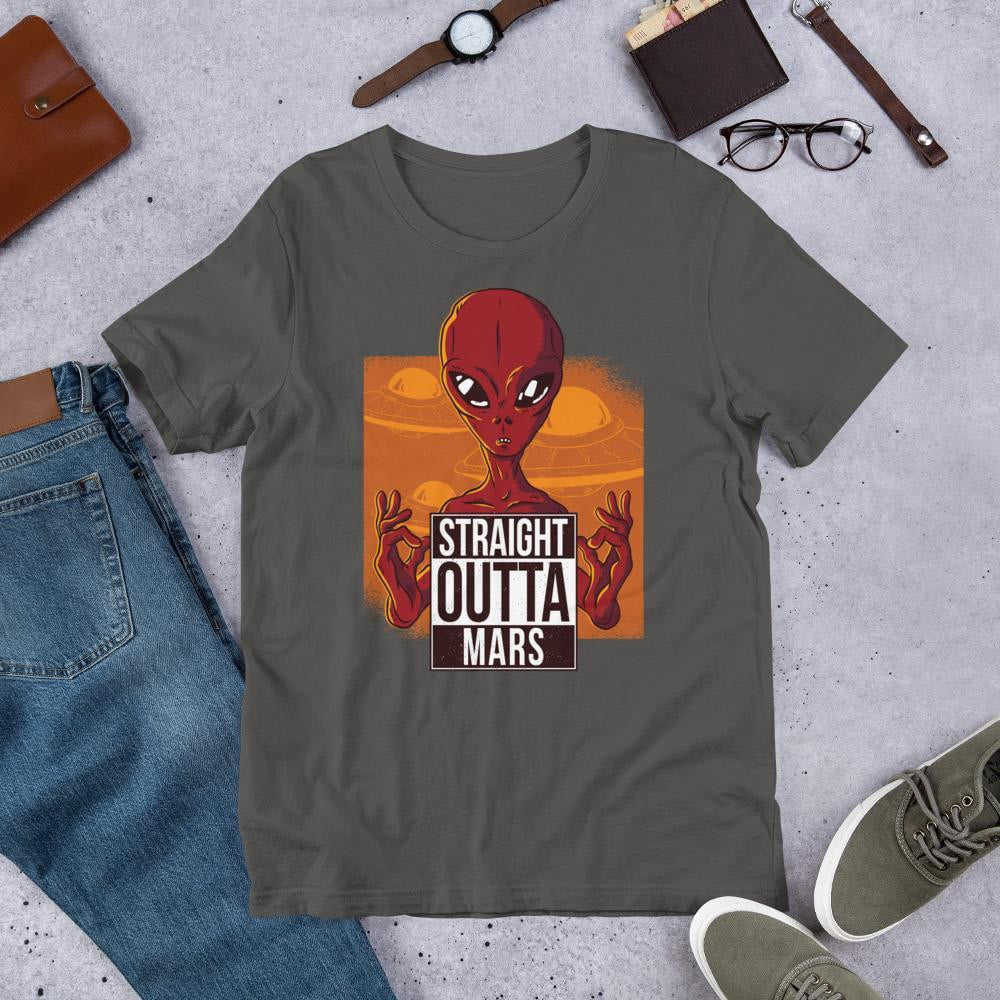Straight Outta Mars Alien Unisex Half Sleeve T-Shirt — Charcoal
