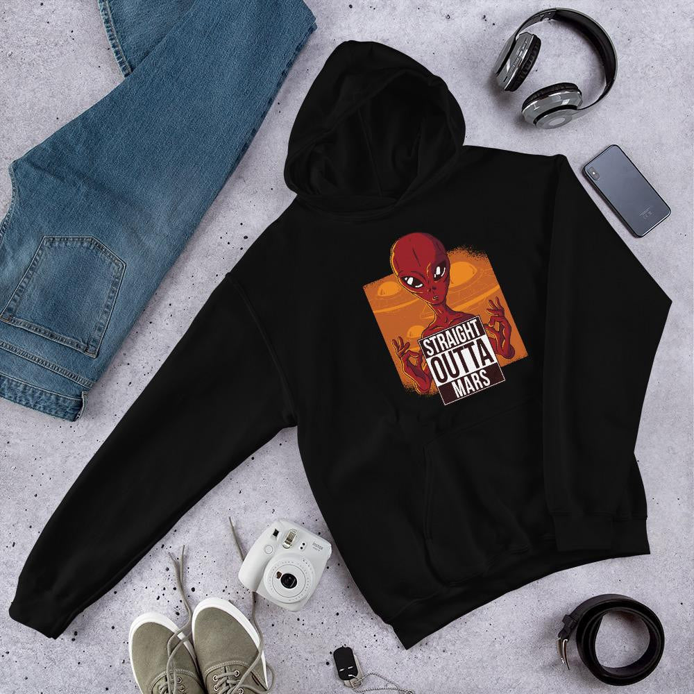 Straight outta Mars Unisex Hooded Sweatshirt — Black
