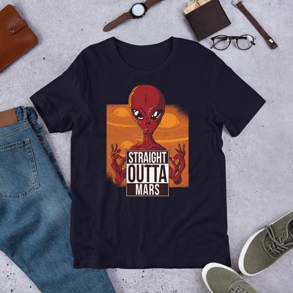 Straight Outta Mars Alien Unisex Half Sleeve T-Shirt — front view