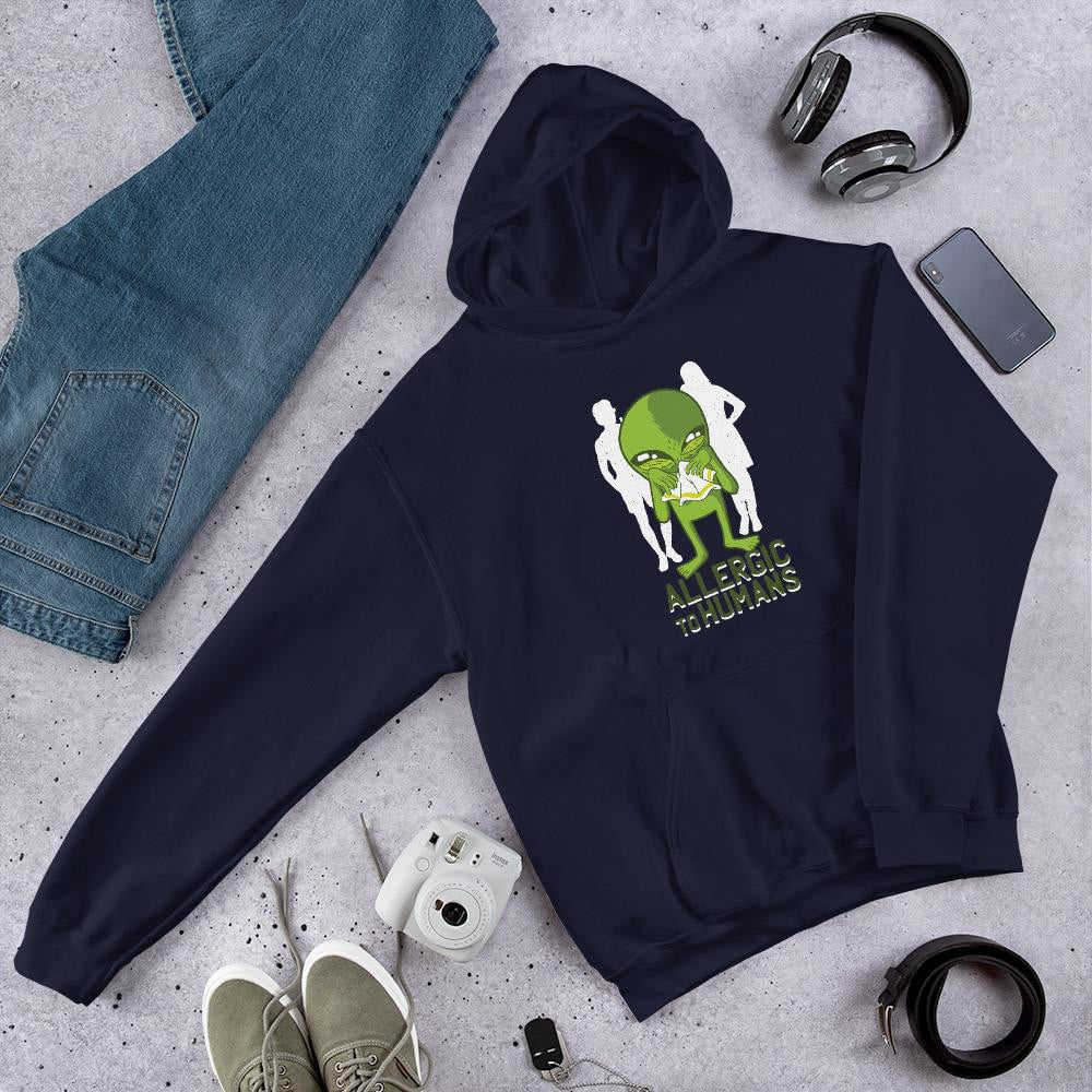 Allergic to Humans Unisex Hooded Seatshirt — Navy