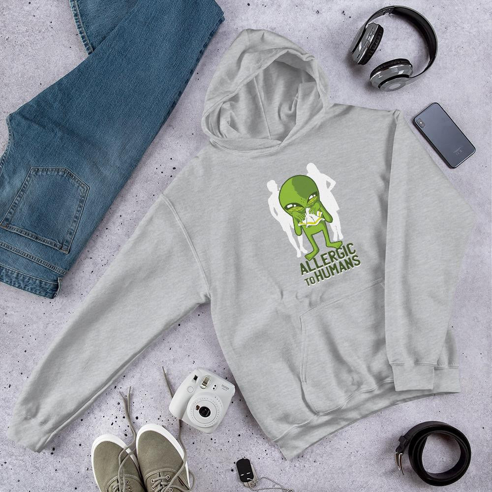 Allergic to Humans Unisex Hooded Seatshirt — Grey