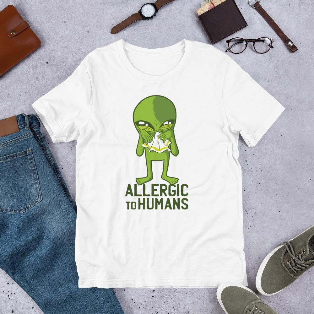 Allergic to Humans Unisex Half Sleeve T-Shirt — White