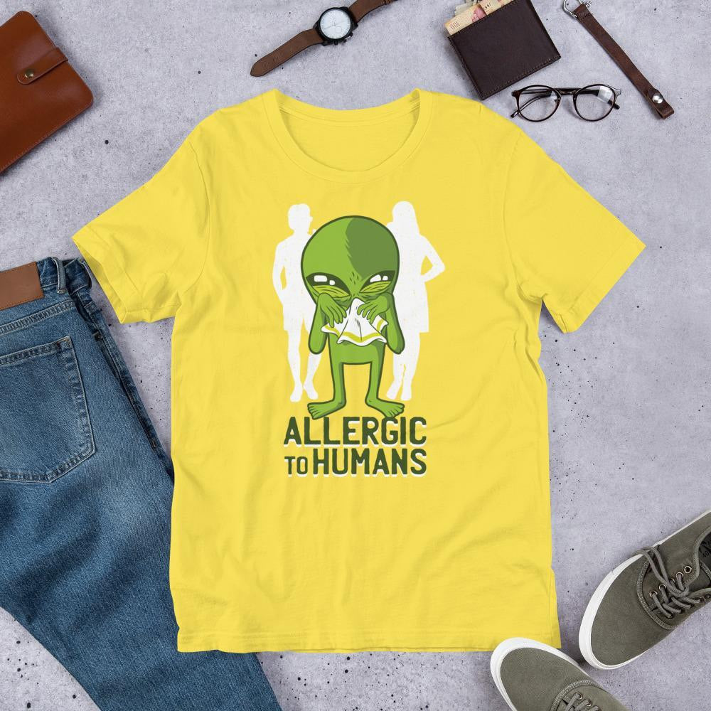 Allergic to Humans Unisex Half Sleeve T-Shirt — Yellow