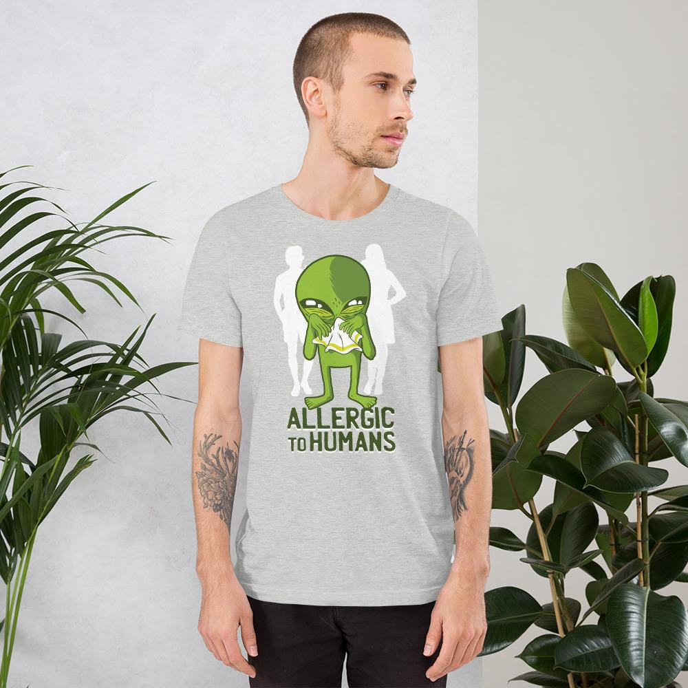 Allergic to Humans Half Sleeve T-Shirt — gray