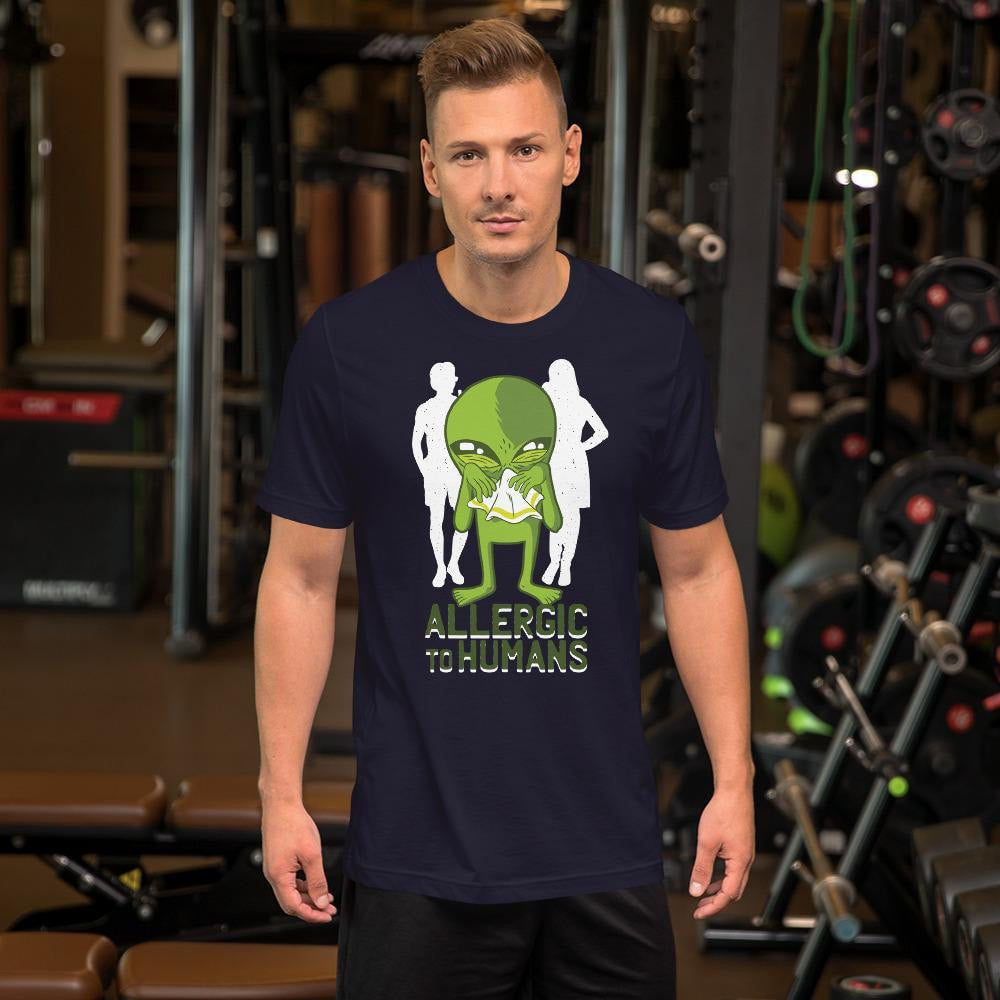 Allergic to Humans Unisex Half Sleeve T-Shirt — navy
