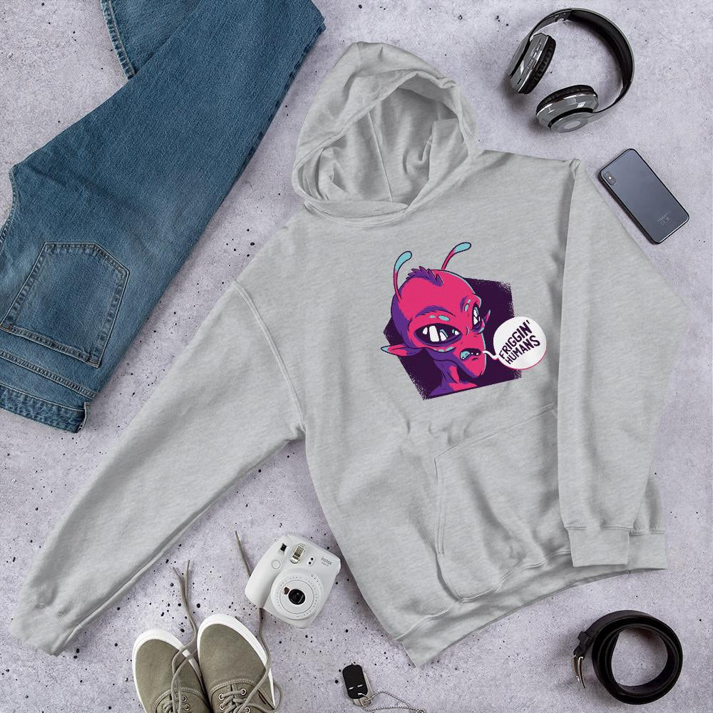 Friggin Humans Unisex Hooded Sweatshirt — Grey