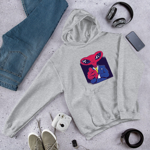 Alien Boss Unisex Hooded Sweatshirt — Grey
