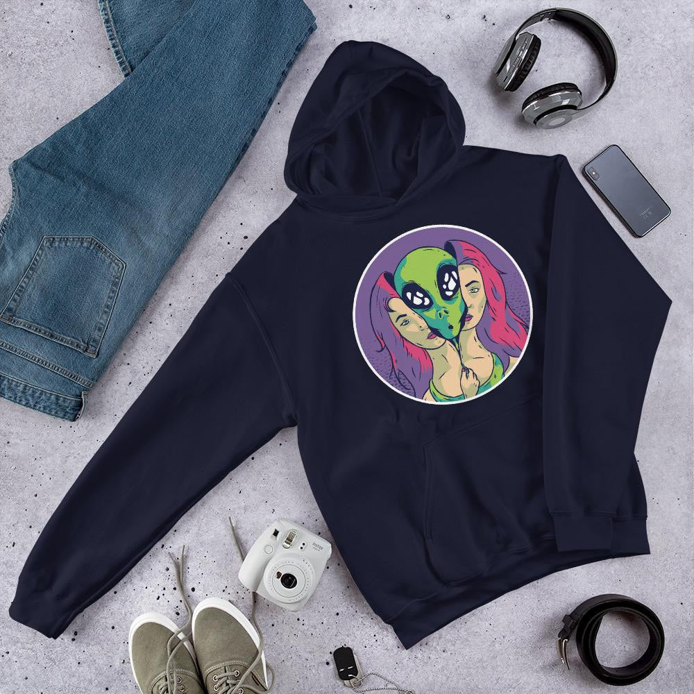 Alien Girl Unisex Hooded Sweatshirt — Navy