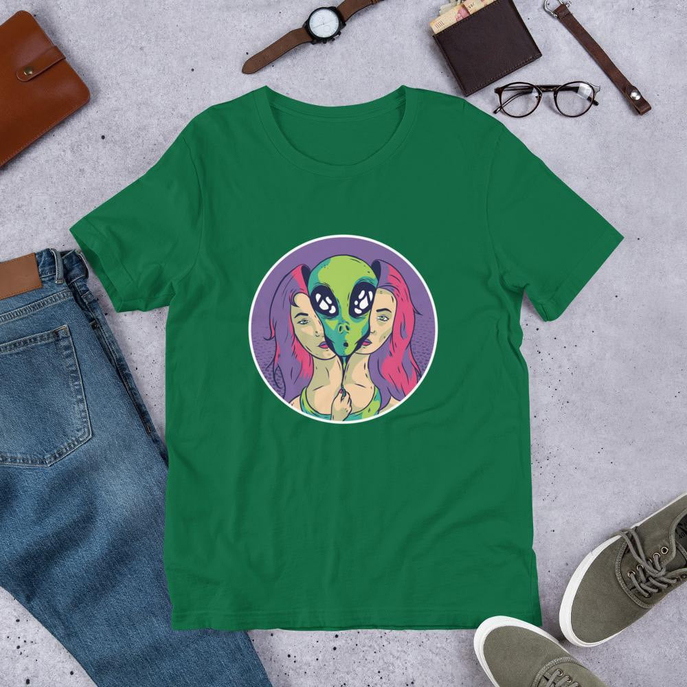 Alien Girl Unisex Half Sleeve T-Shirt — Green