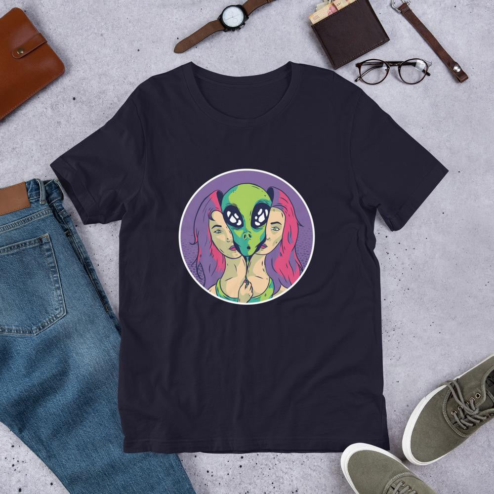 Alien Girl Unisex Half Sleeve T-Shirt — Navy