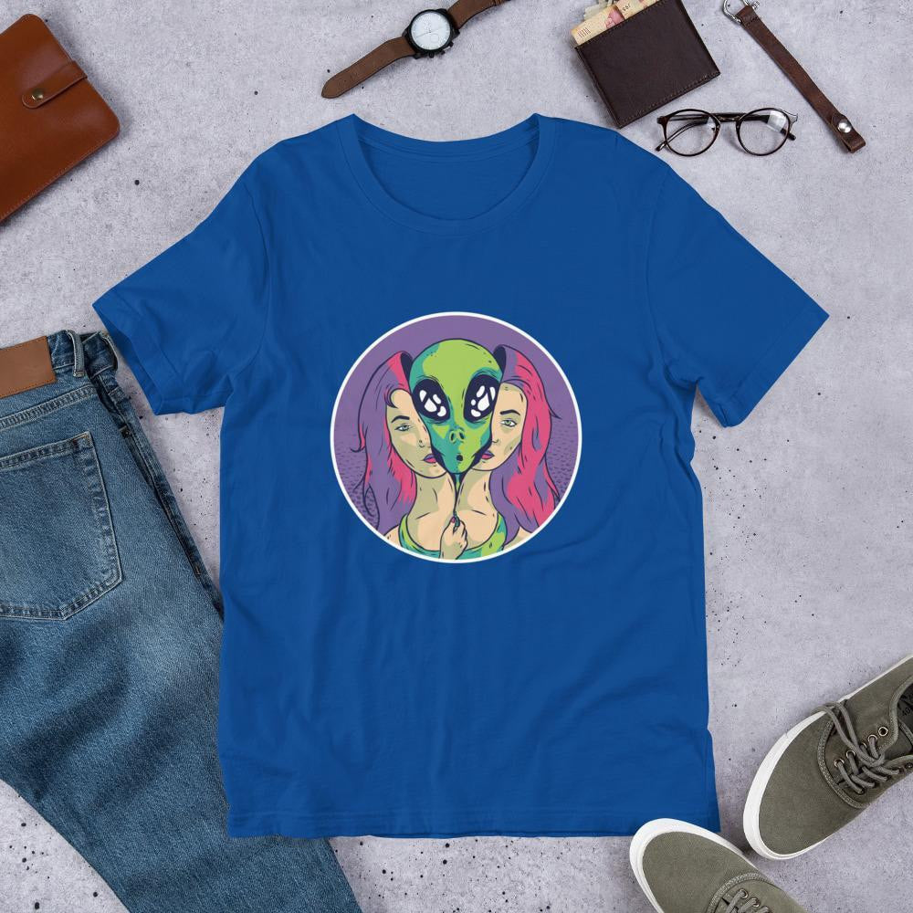 Alien Girl Unisex Half Sleeve T-Shirt — Blue