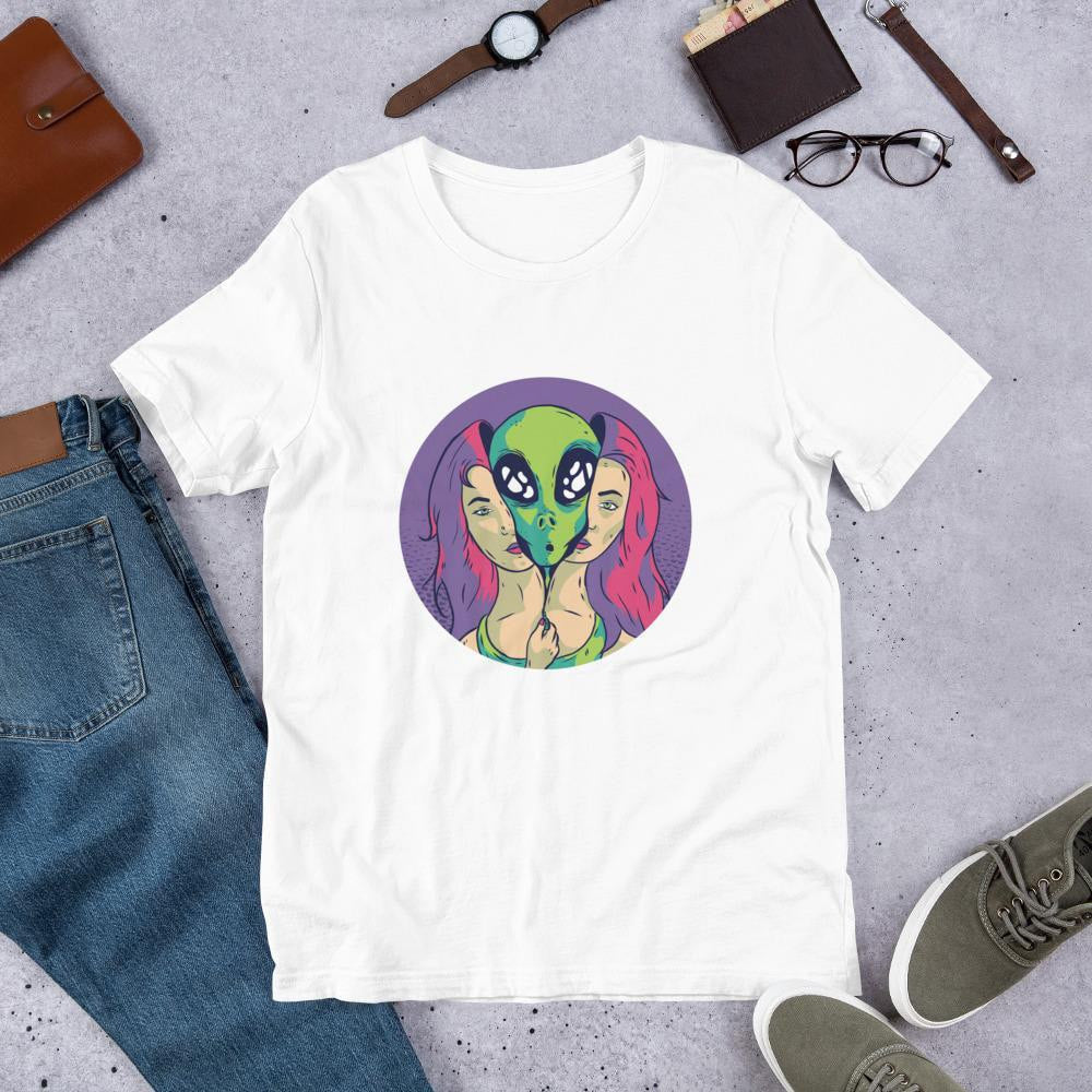 Alien Girl Unisex Half Sleeve T-Shirt — White