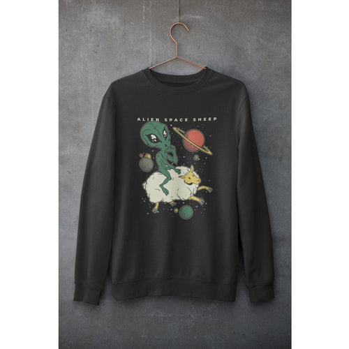 Alien Space Sheep Unisex Sweatshirt — Black