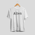 Alien Typography Half Sleeve T-Shirt — White