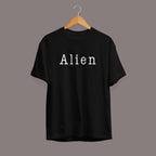 Alien Typography Unisex Half Sleeve T-Shirt — Black