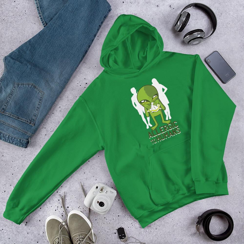 Allergic to Humans Unisex Hooded Seatshirt — Green