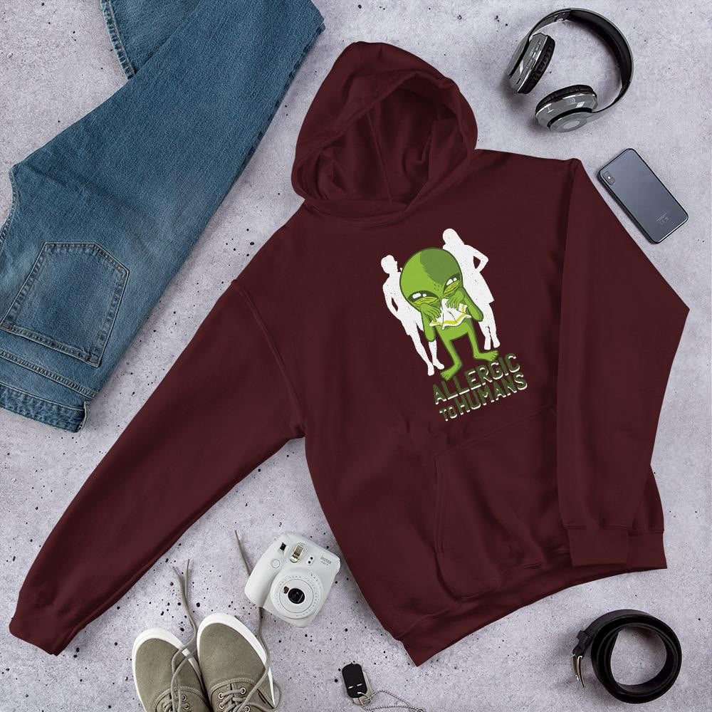 Allergic to Humans Unisex Hooded Seatshirt — Maroon