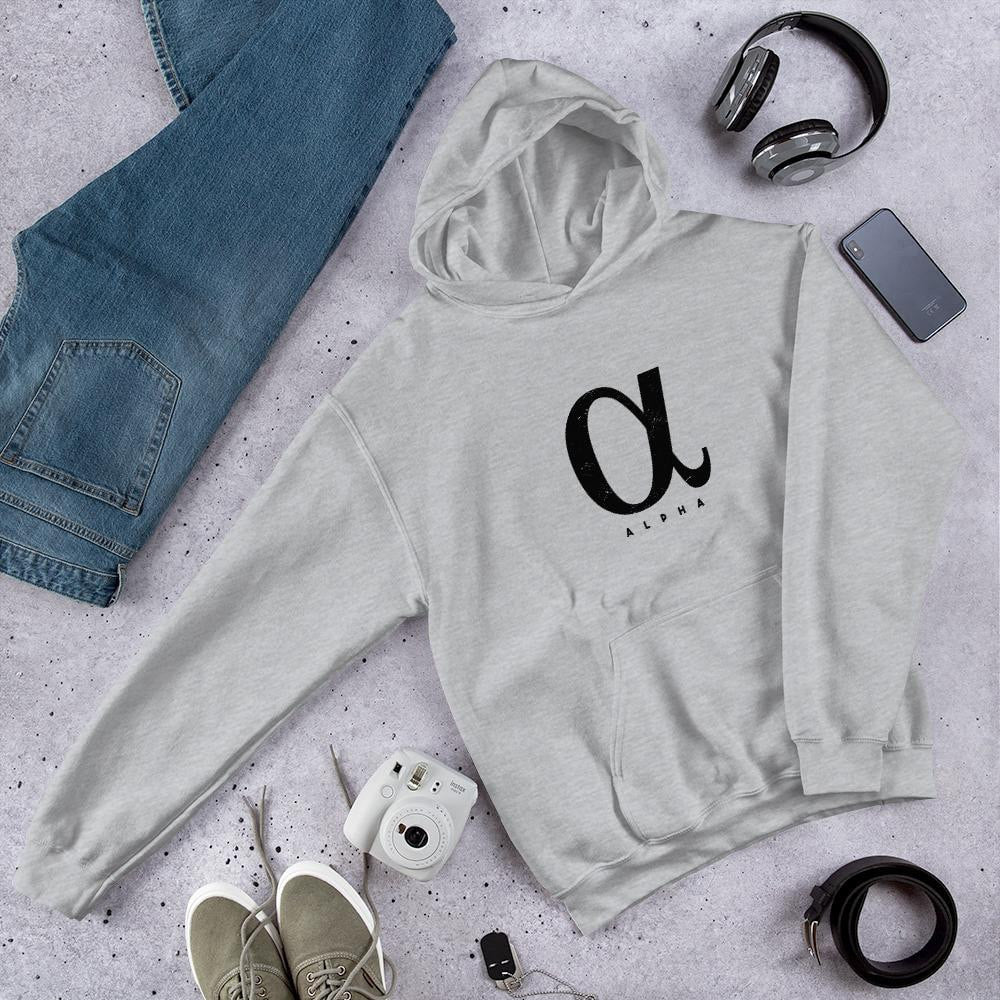 Alpha Unisex Hooded Sweatshirt — Grey