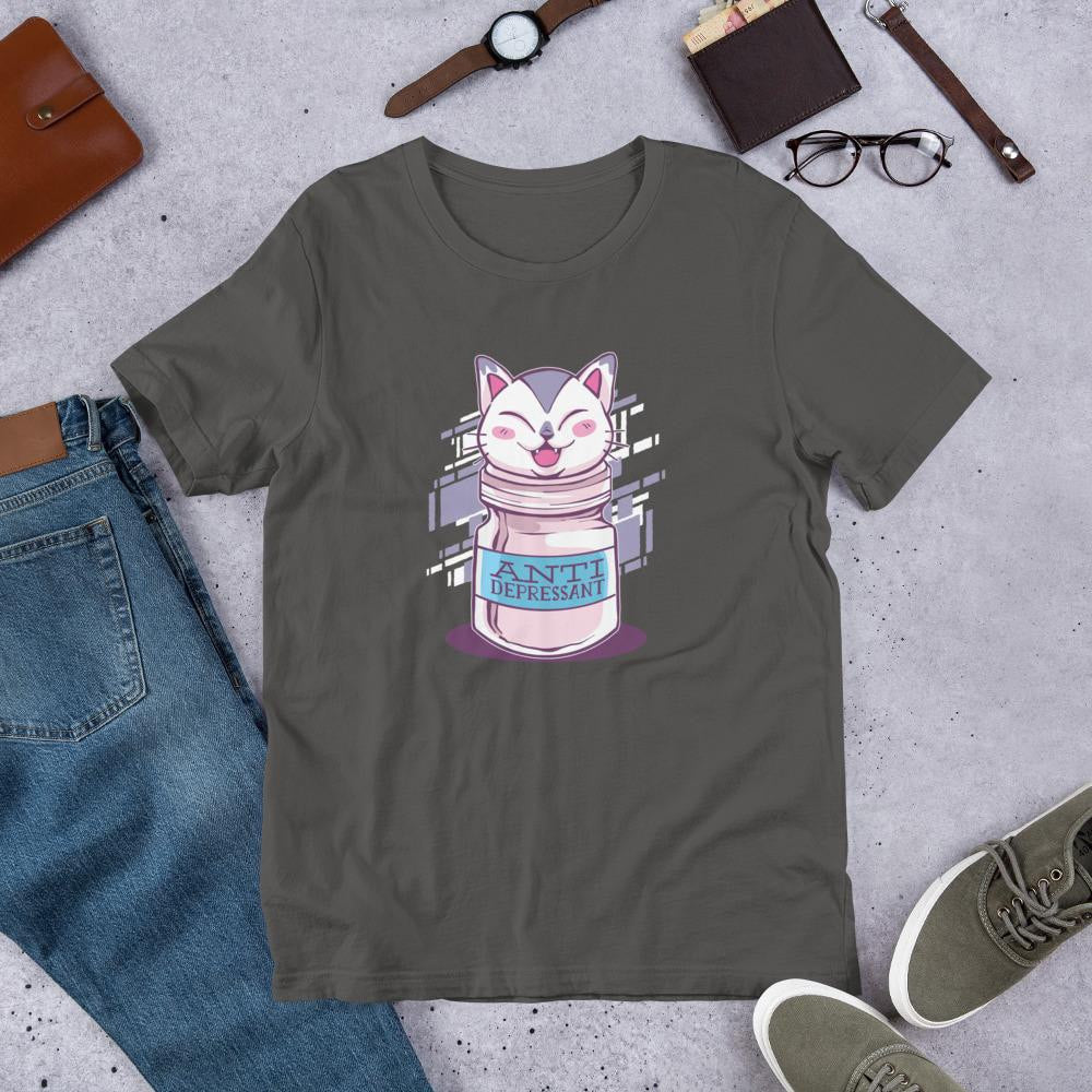 Anti Depressant Half Sleeve T-Shirt — Charcoal