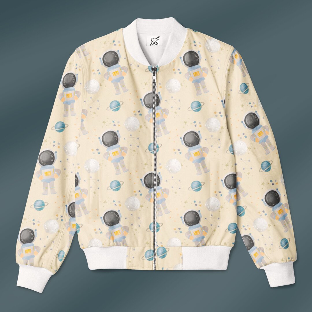 Astronaut Pose Pattern Bomber Jacket