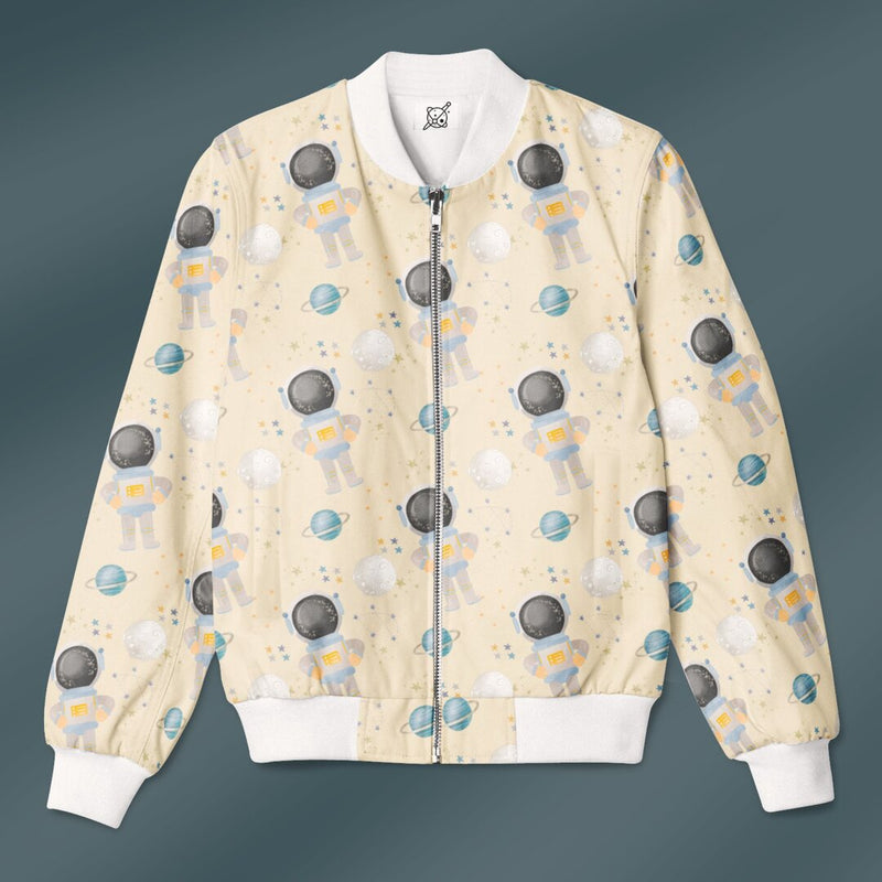 Astronaut Pose Pattern Bomber Jacket