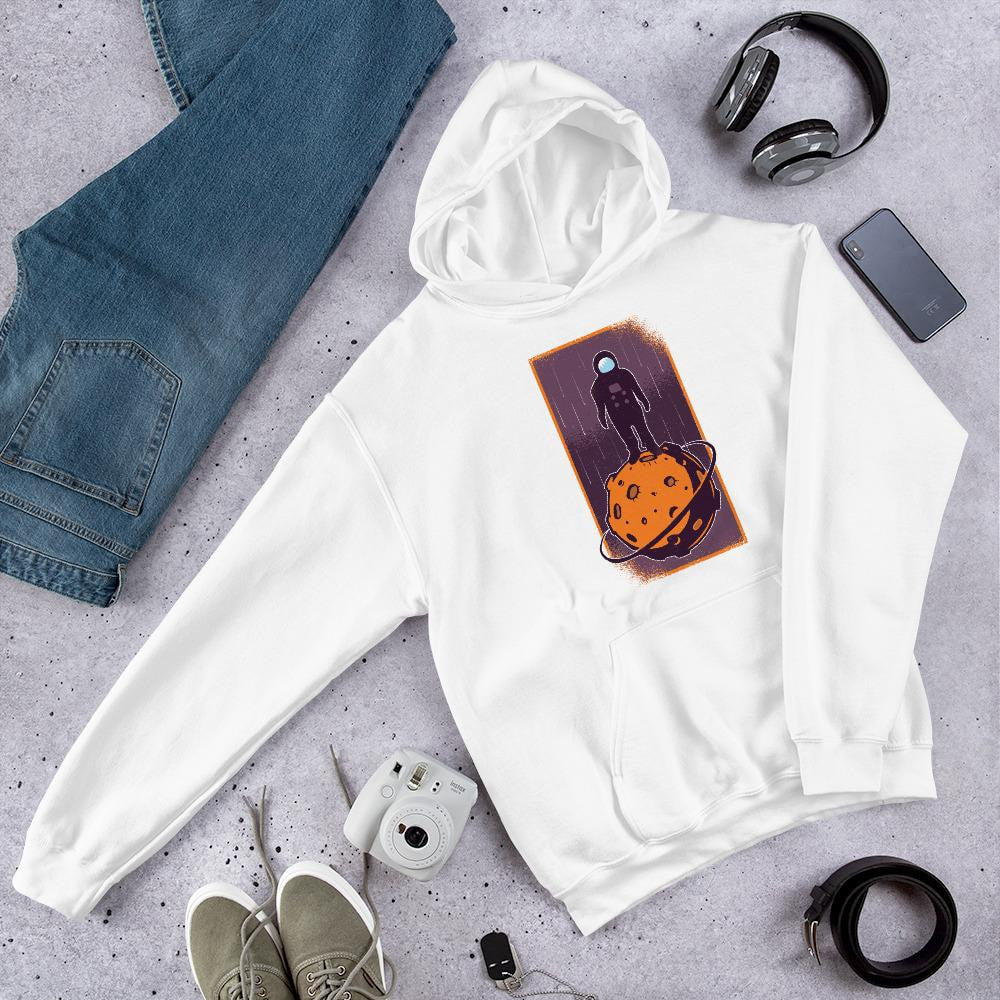Space Conqueror Unisex Hooded Sweatshirt — White