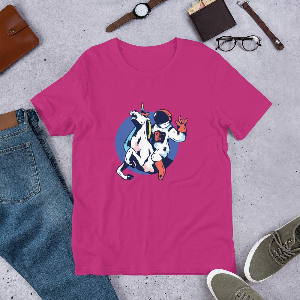 Astronaut Unicorn Half Sleeve T-Shirt — Pink