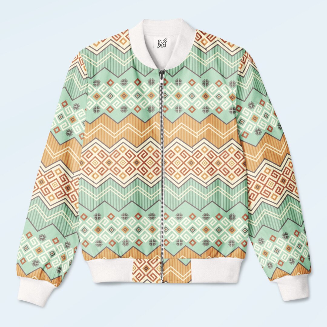 Aztec Tribal Pattern Bomber Jacket