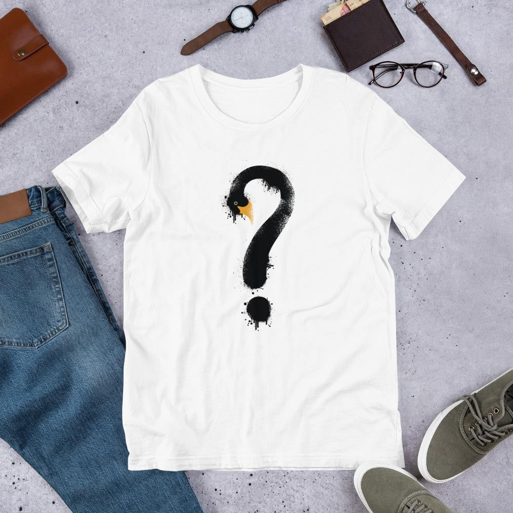 Black Swan Question Half Sleeve T-Shirt — White