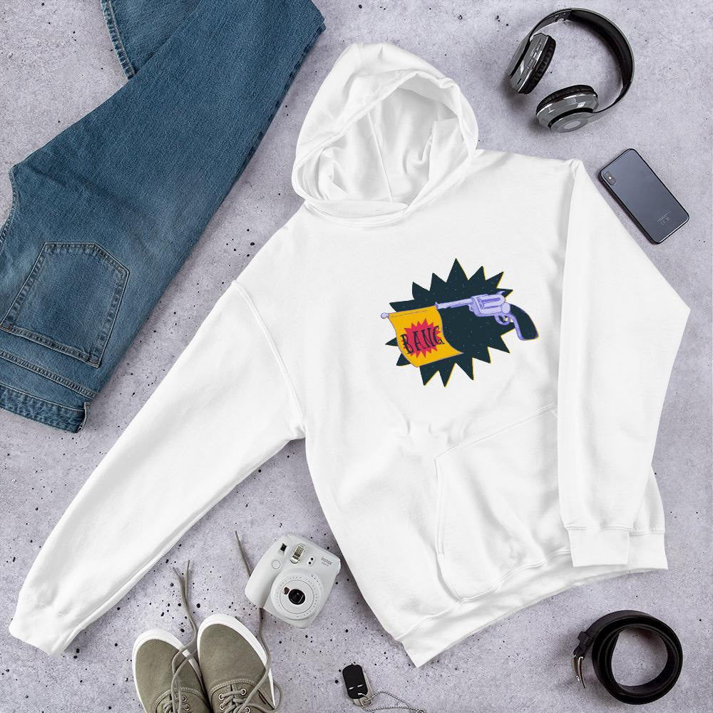 Revolver Bang Unisex Hooded Sweatshirt — White