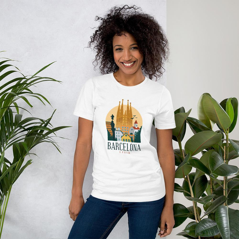 Barcelona Spain Half Sleeve T-Shirt — back view