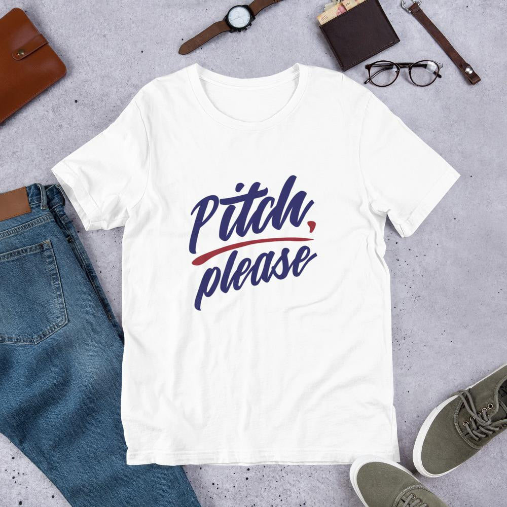 Pitch Please Half Sleeve T-Shirt — White
