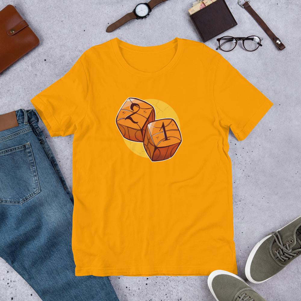 Baseball Dice Half Sleeve T-Shirt — Gold