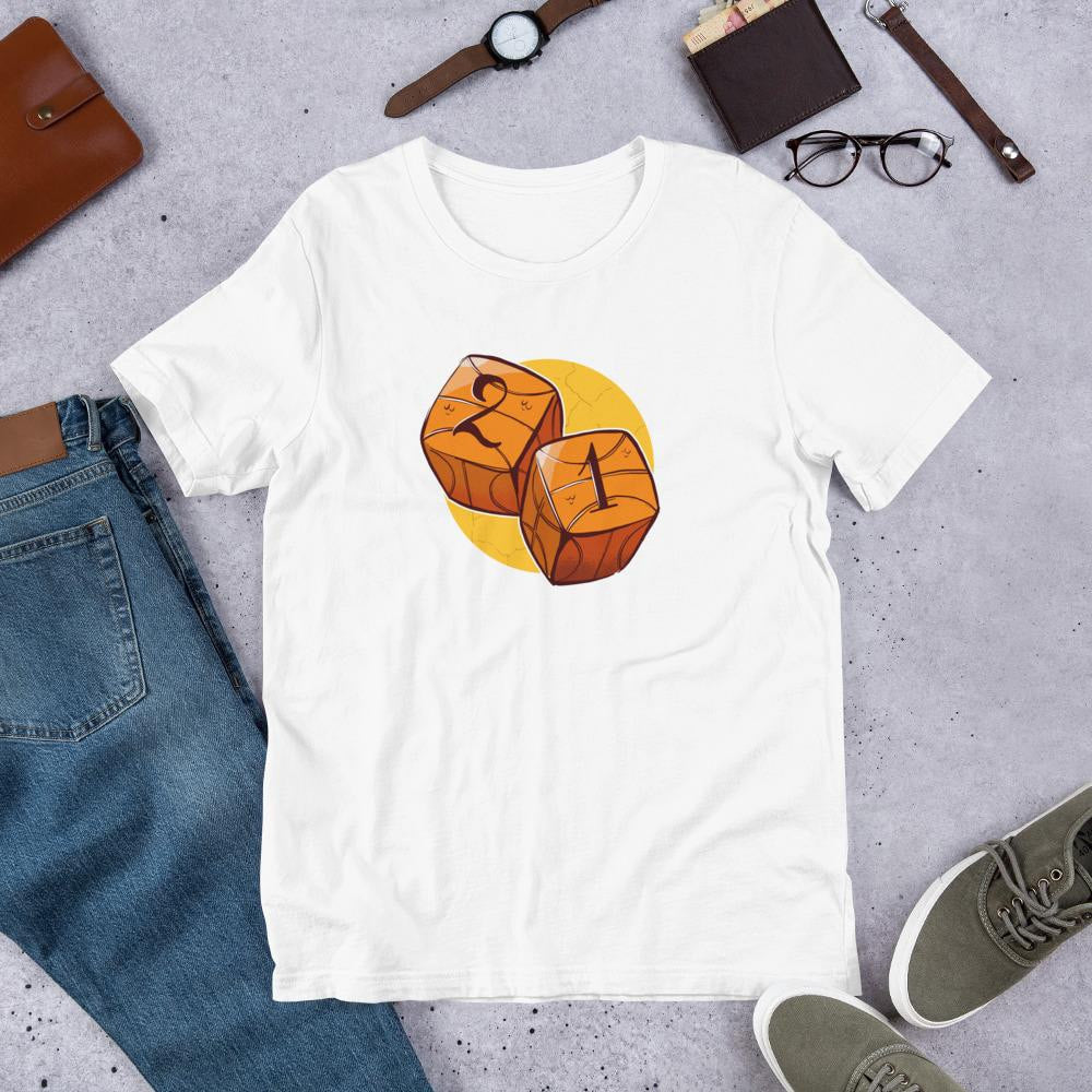 Baseball Dice Half Sleeve T-Shirt — White