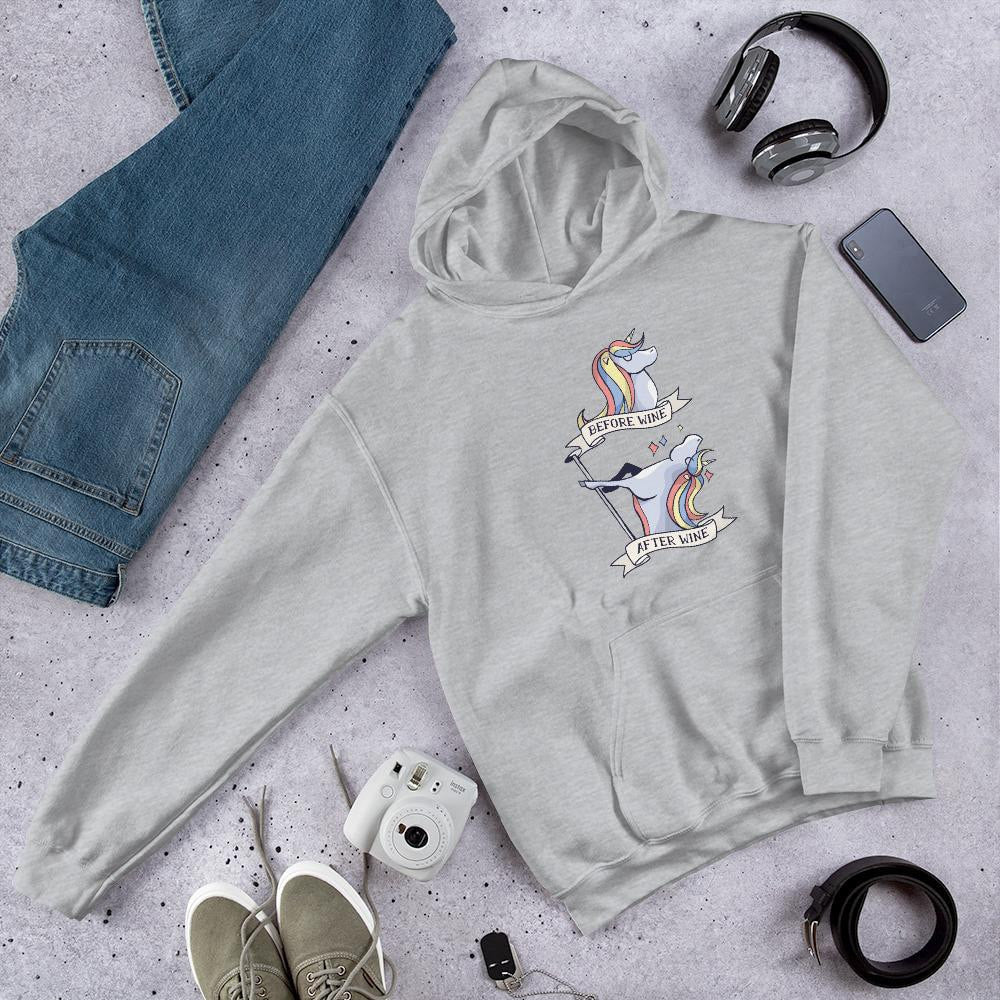 Before & After Wine Unisex Hooded Sweatshirt — back view