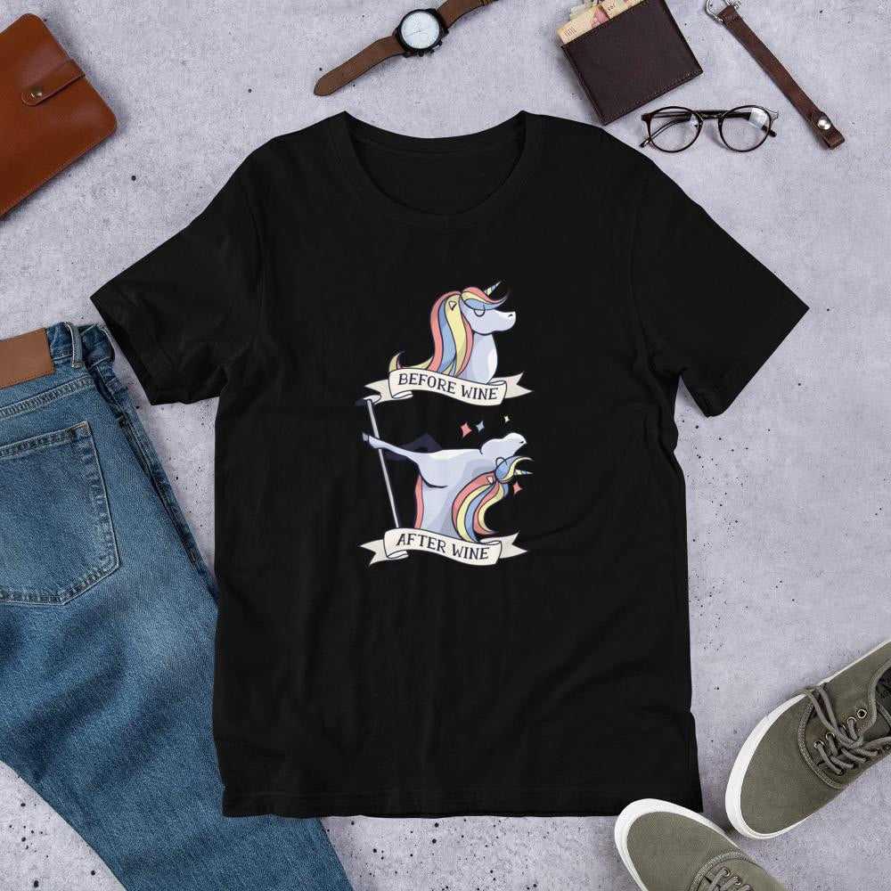 Before & After Wine Half Sleeve T-Shirt — Black