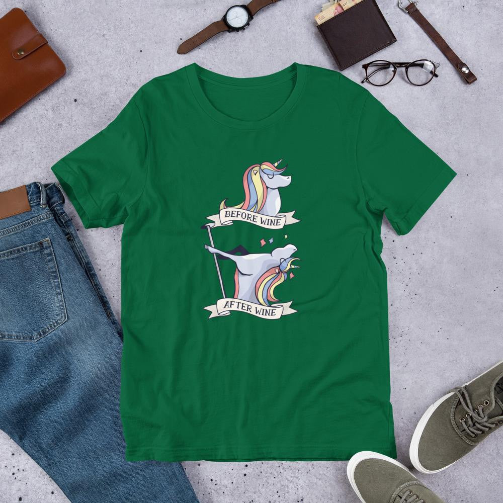 Before & After Wine Half Sleeve T-Shirt — Green