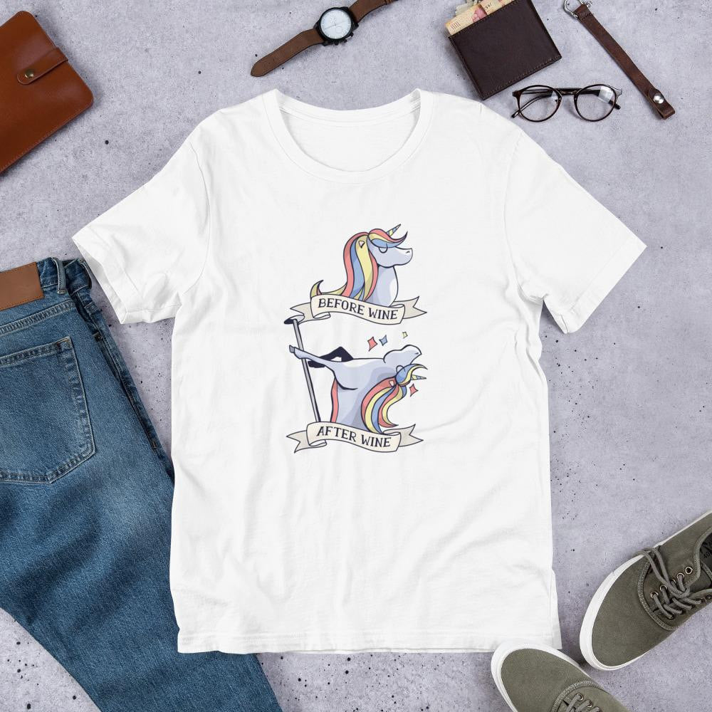 Before & After Wine Half Sleeve T-Shirt — White