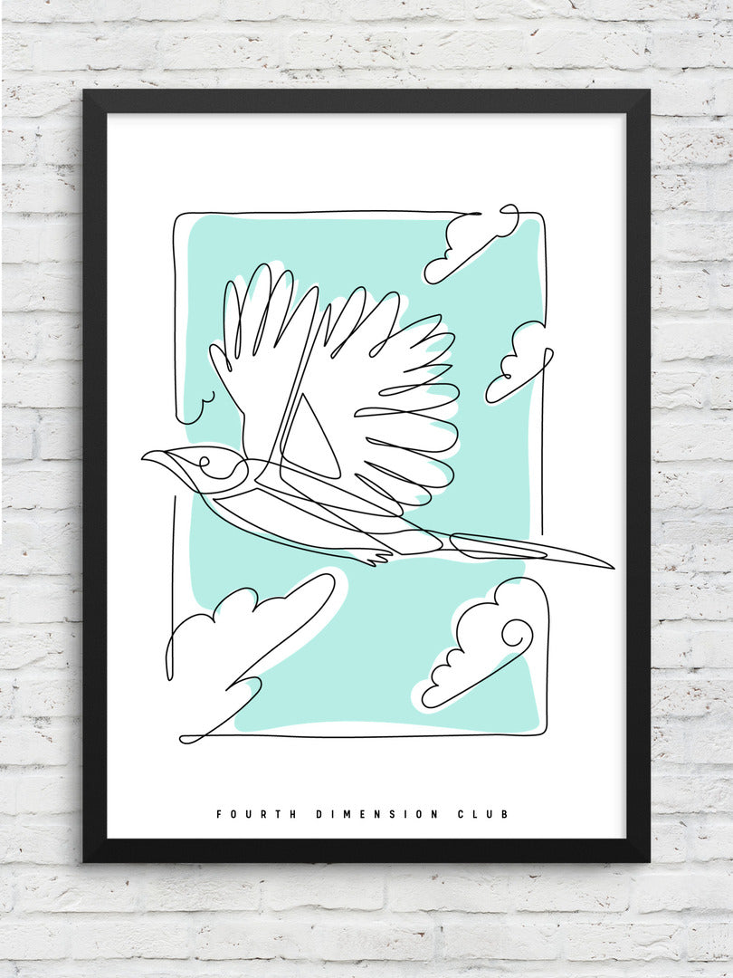 Birds & Clouds Framed Poster — A3 12 X 18 Inch