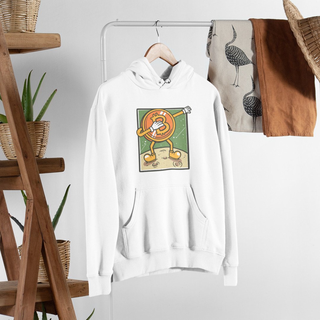 Bitcoin Dabbing Unisex Hooded Sweatshirt — White