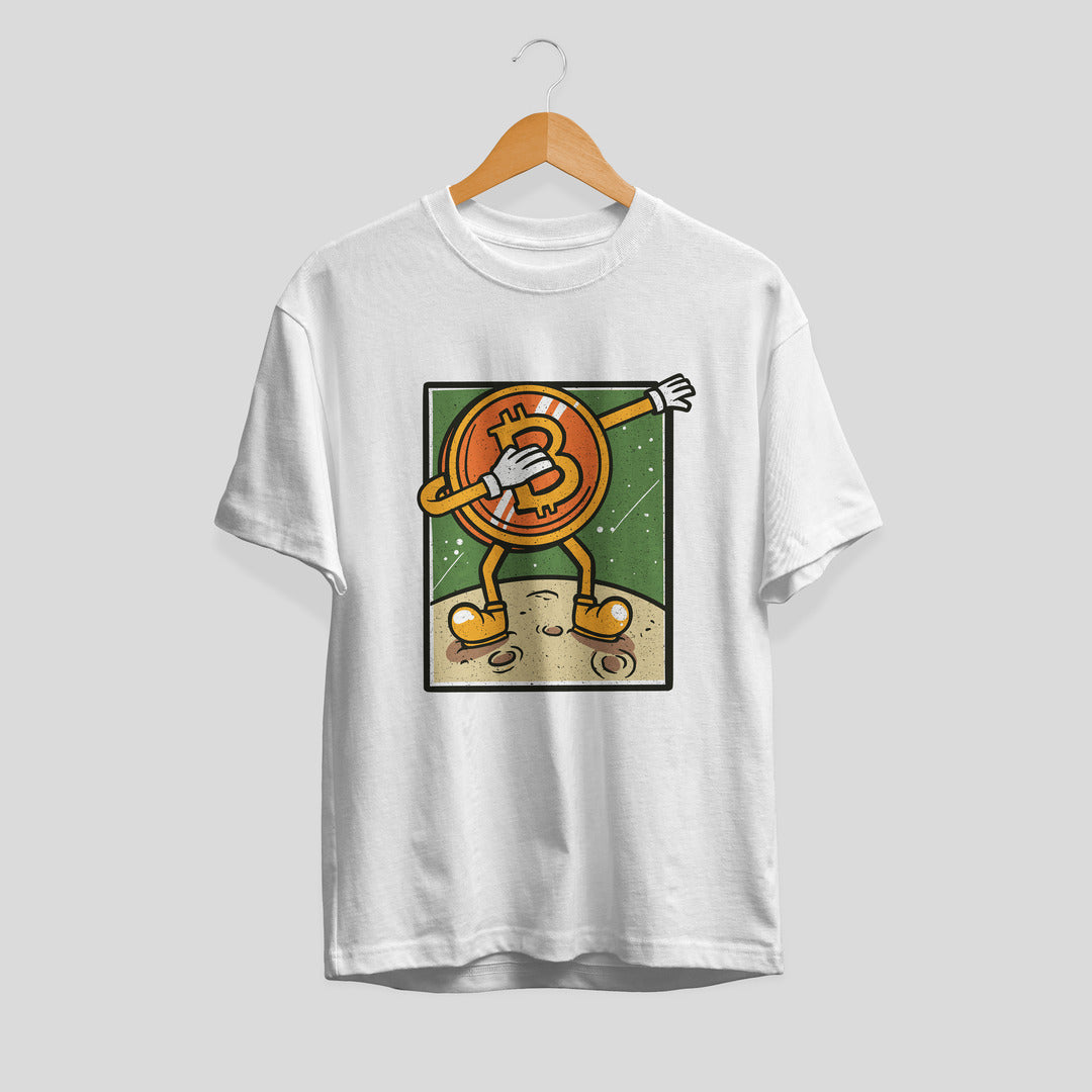 Bitcoin Dabbing Half Sleeve T-Shirt — White