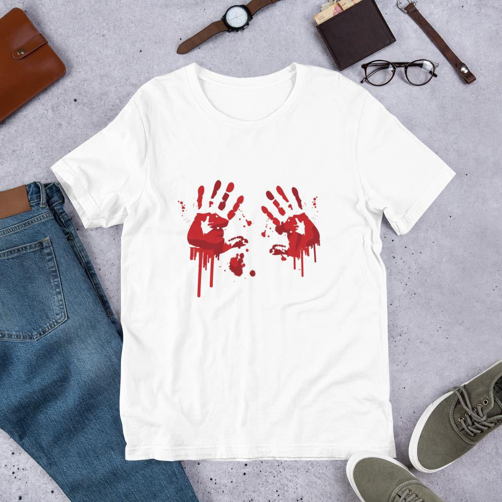 Blood Stains Half Sleeve T-Shirt — White