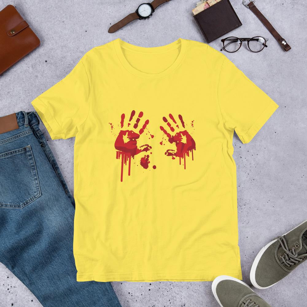 Blood Stains Half Sleeve T-Shirt — Yellow