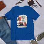 Books, Coffee & Owls Half Sleeve T-Shirt — Blue
