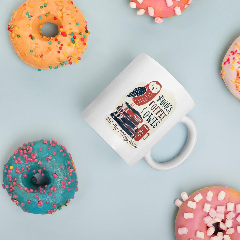 Books, Coffee & Owls Coffee Mug — back view