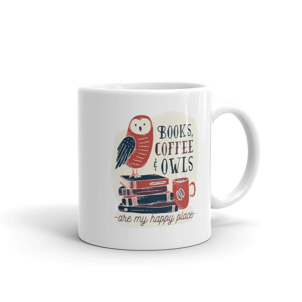 Books, Coffee & Owls Coffee Mug — front view