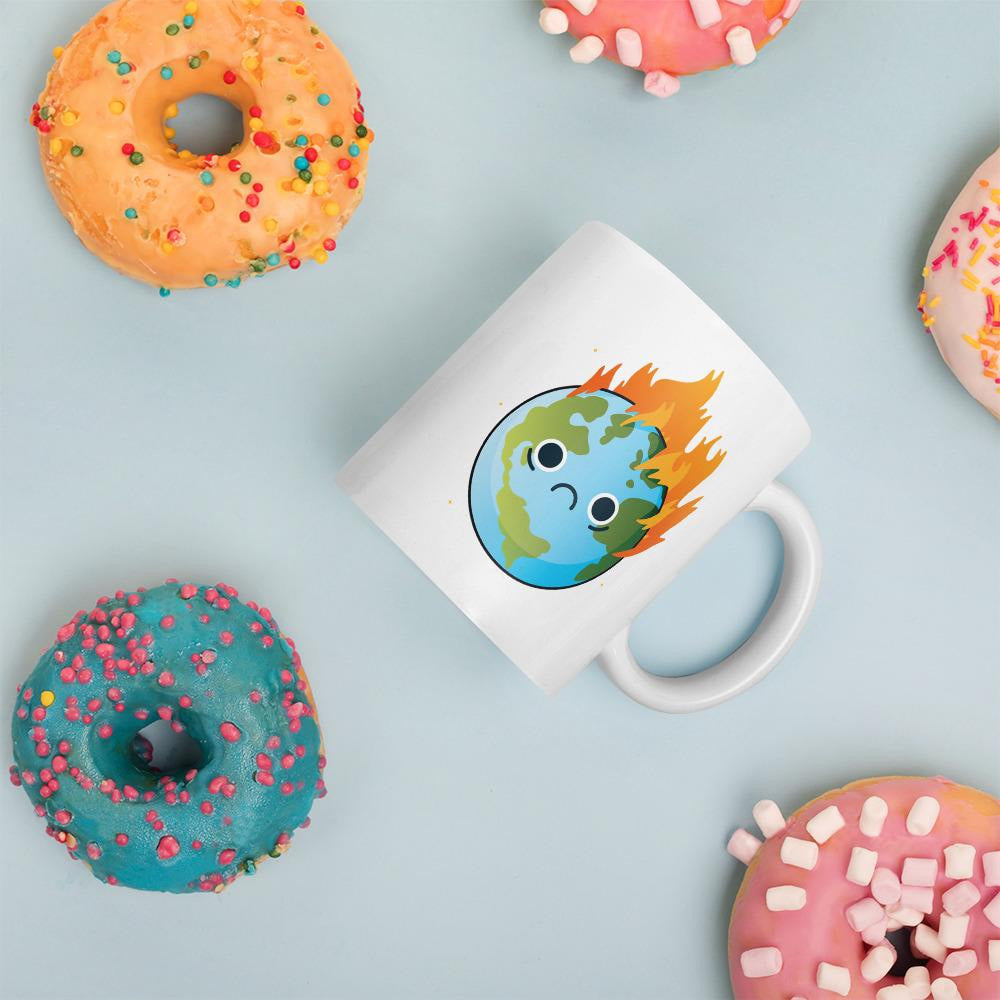 Burning Sad Earth Coffee Mug — back view